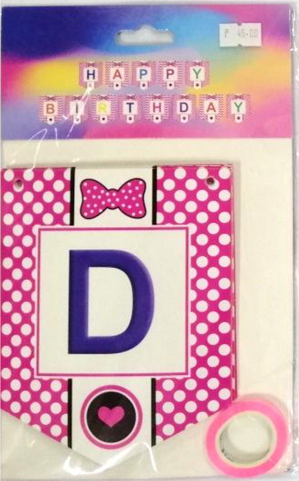 Banner Happy Birthday Polka Dot Design with Ribbon