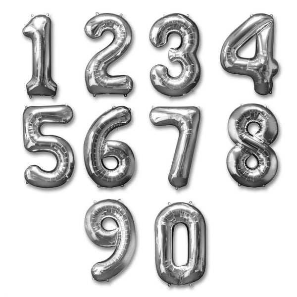 Foil Number Balloon Silver