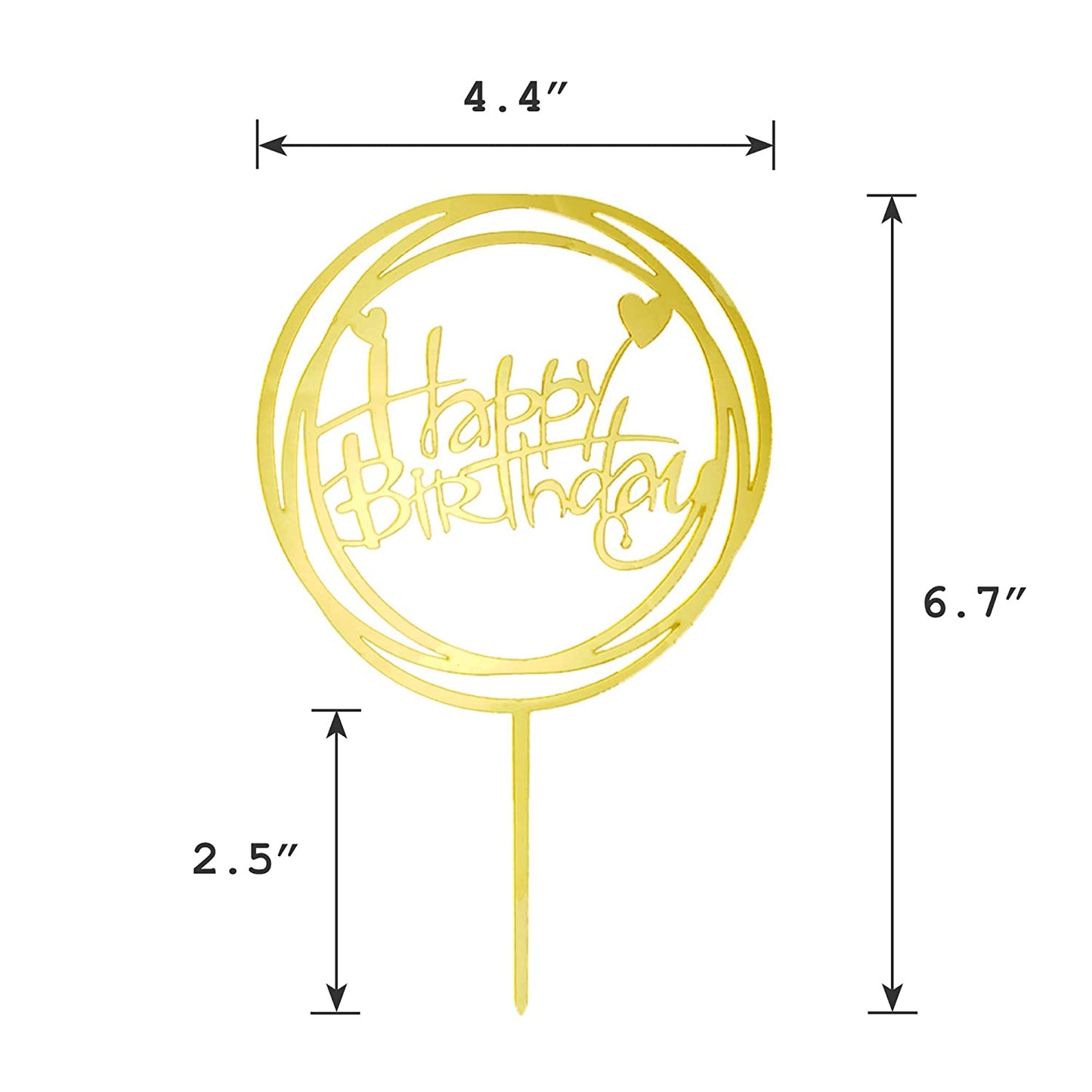 Cake Topper Happy Birthday Star (Gold) Acrylic