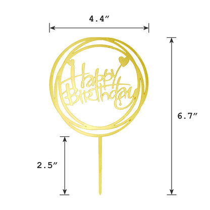 Cake Topper Happy Birthday Star (Gold) Acrylic