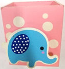 Pencil Holder Blue Elephant Wood Box