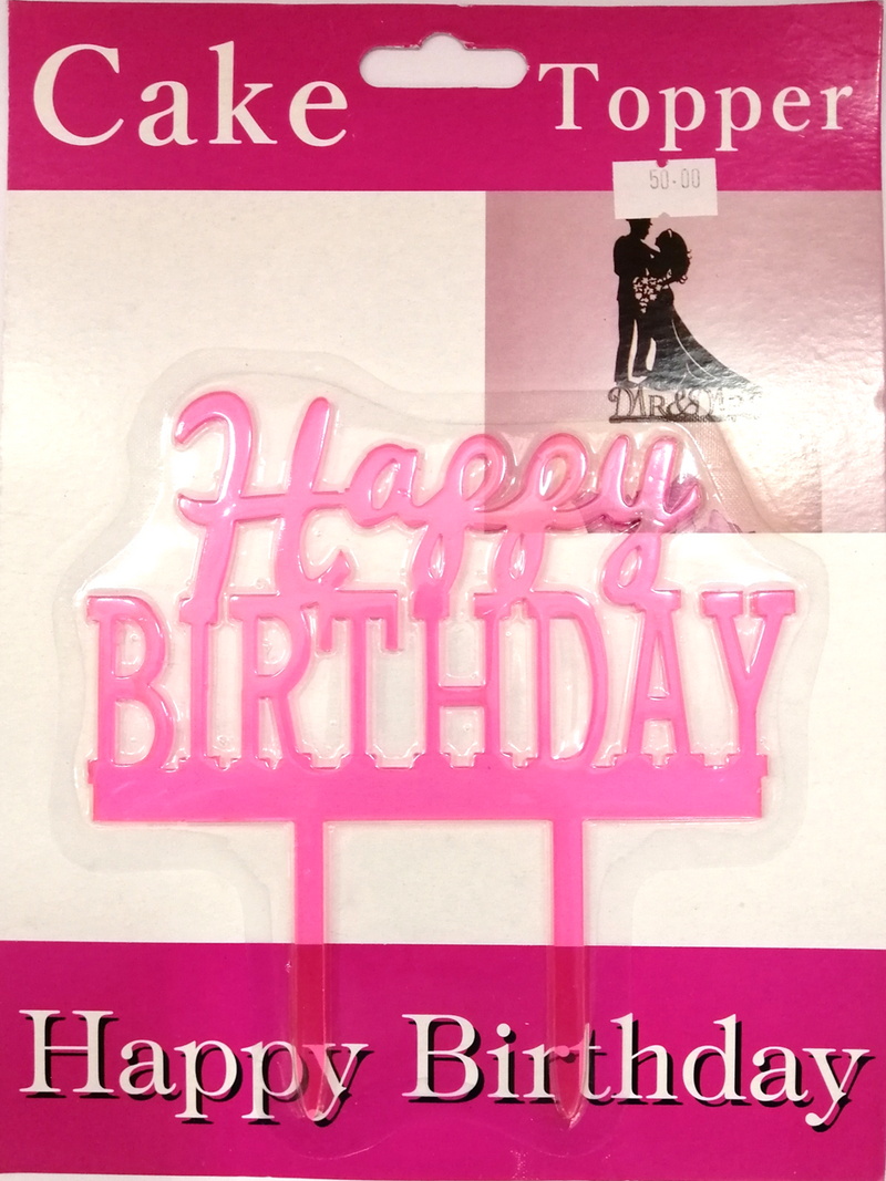 Cake Topper Happy Birthday Pink