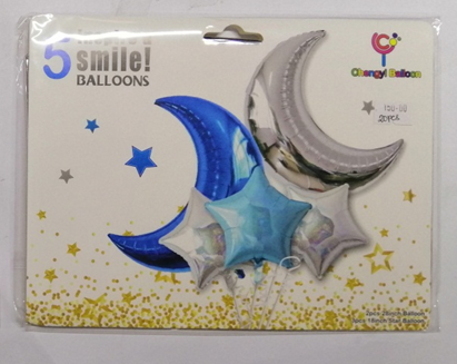 Foil Balloon Set (5in1) Moon and Star