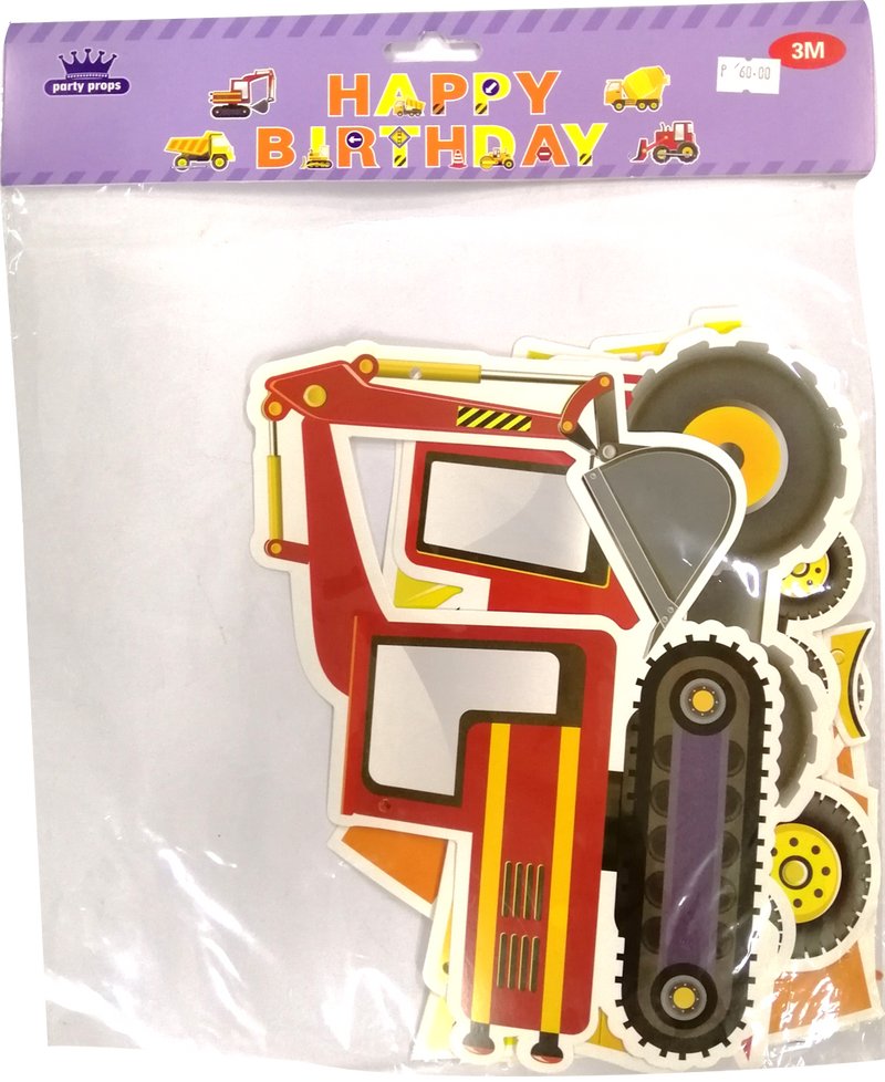 Banner Cutout Construction Happy Birthday