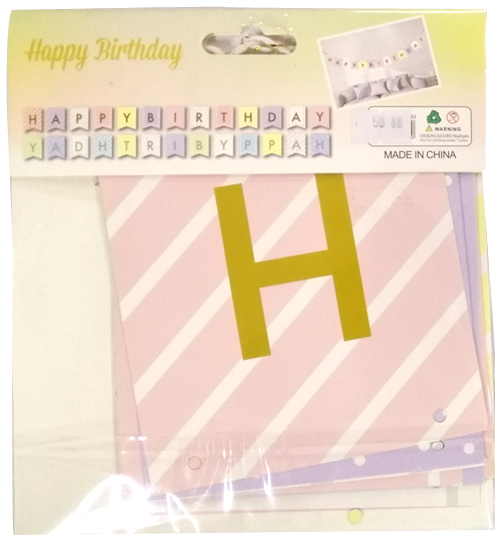 Banner Assorted Pastel Color Happy Birthday