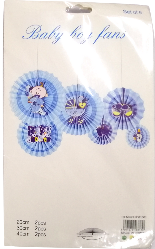 Décor Paper Fan Baby Shower Blue