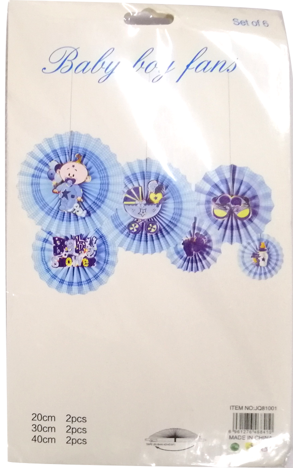 Décor Paper Fan Baby Shower Blue