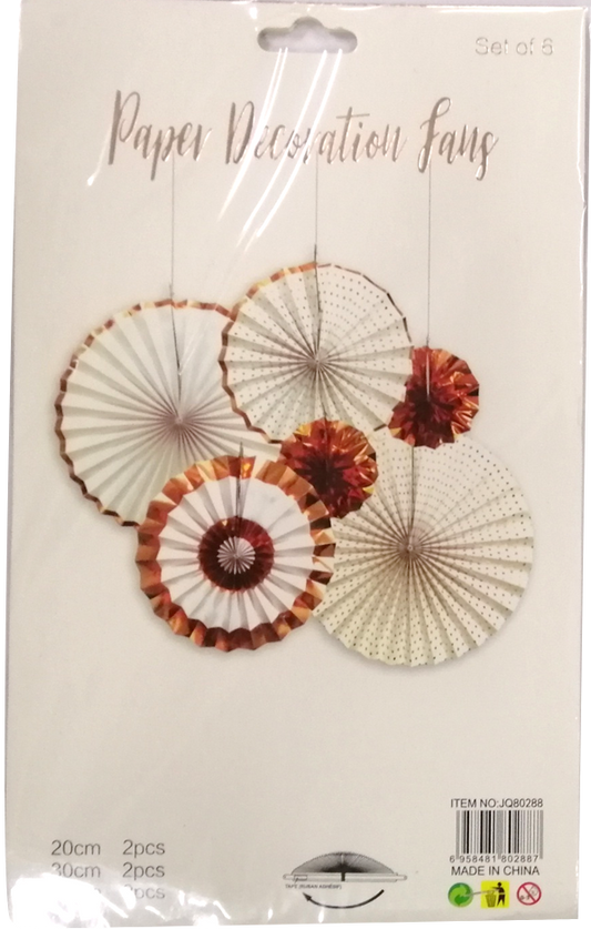 Décor Paper Fan Rose Gold with White