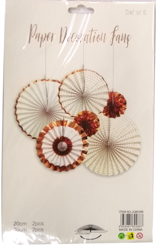 Décor Paper Fan Rose Gold with White