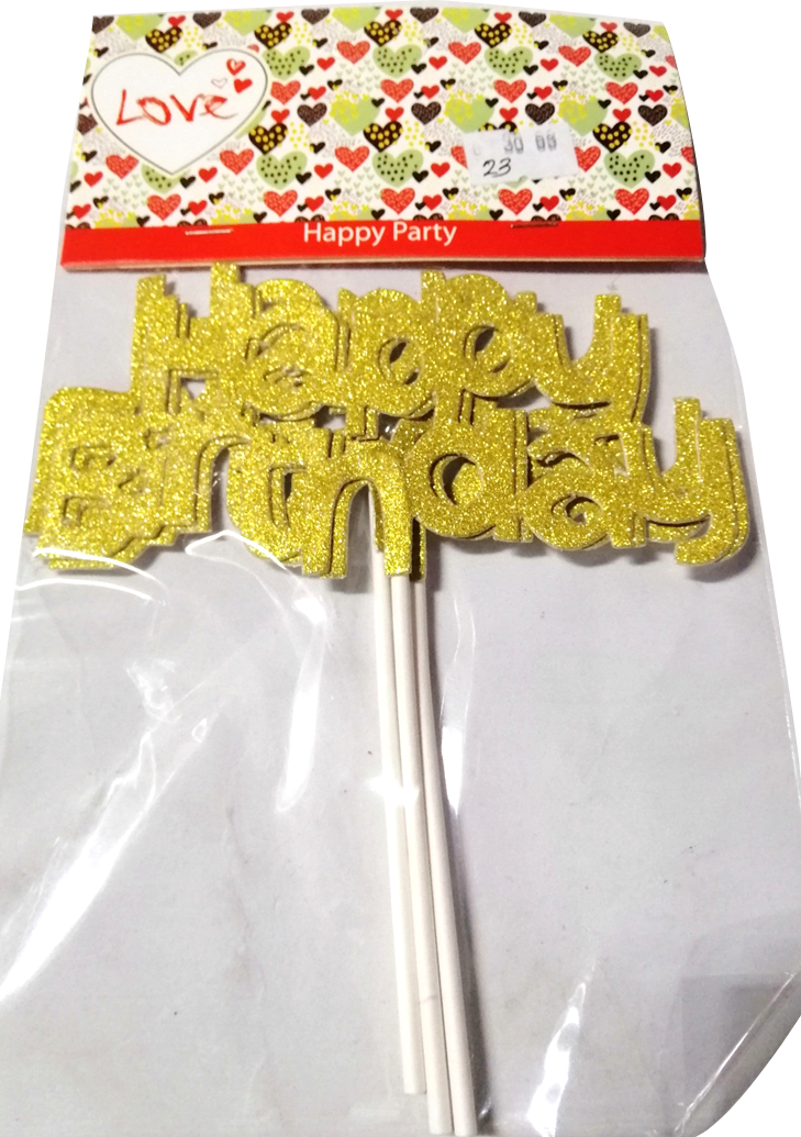 Cake Topper Happy Birthday with Glitters