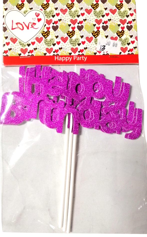 Cake Topper Happy Birthday with Glitters