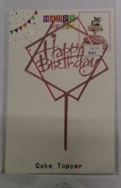 Cake Topper Happy Birthday Double Square (Pink) Acrylic