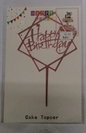 Cake Topper Happy Birthday Double Square (Pink) Acrylic