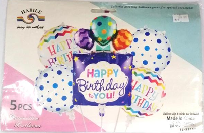 Foil Balloon Set (5in1) Happy Birthday