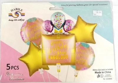 Foil Balloon Set (5in1) Happy Birthday