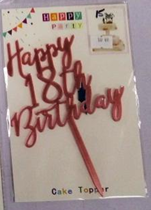 Cake Topper Happy 18th Birthday Cursive Acrylic