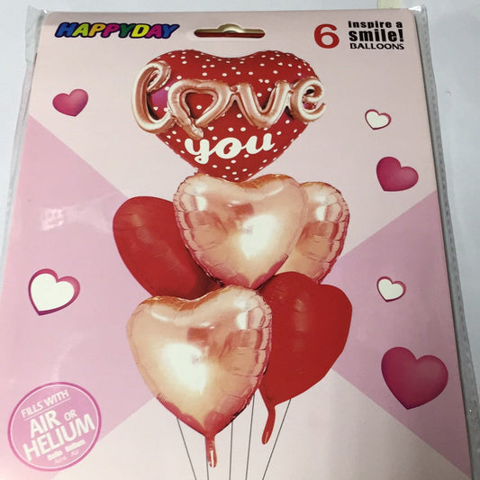 Foil Balloons Set with Love Embossed (6in1)